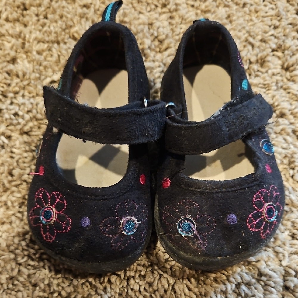 Garanimals Black and Pink Dress Shoes with Floral Design